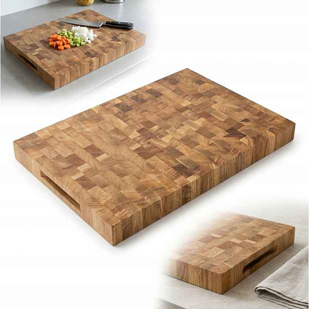 Krájecí deska End Grain Štorcová Dubová olejovaná 50x35x4 pevná Blok