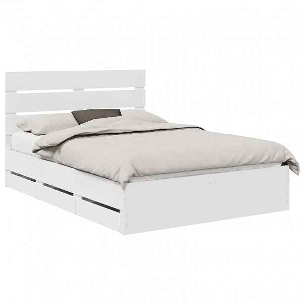 vidaXL Rám postele se zásuvkou Bílá 150 x 200 cm Inženýrské dřevo