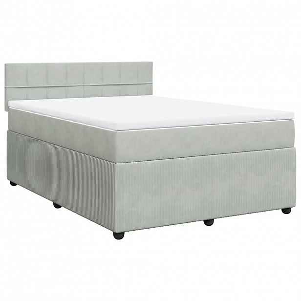 vidaXL Box spring postel s matrací světle šedá 140x190 cm samet