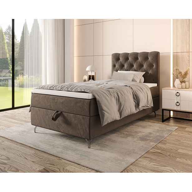 Čalouněná boxspringová postel 120x200 ADRIA 2 - hnědá