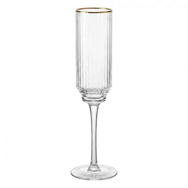 Elegantní sklenice na šampaňské se zlatým okrajem - Ø 5*25 cm / 150 ml Clayre & Eef