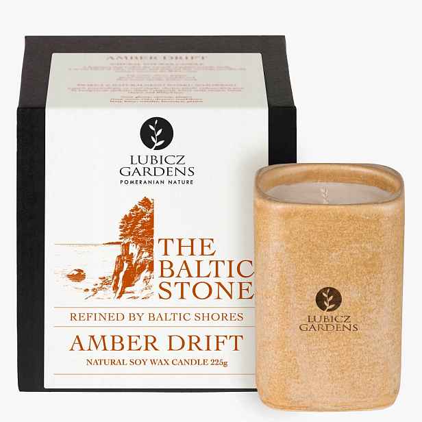 Lubicz Gardens Baltic Stone Amber Drift svíčka čtvercová vysoká 225 g