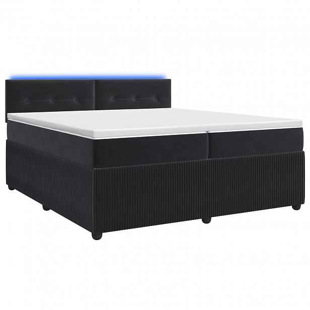vidaXL Postel boxspring s matrací s LED pásky Černá 200 x 200 cm Samet