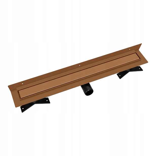 Měděný lineární odtok nástěnný odtok Vogi Premium Duo 60 cm, nízký sifon Pvd