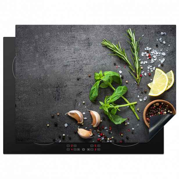 MuchoWow KRYT NA INDUKČNÍ DESKU Limetka - Bylinky - Koření - Zelená - Šedá - Beton 71x52 cm