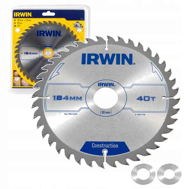Řezací kotoučová pila Irwin Construction 184x30 mm 40z pro řezání dřeva Atb