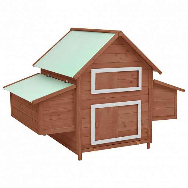 vidaXL Kurník moka a bílý 150 x 96 x 110 cm masivní jedlové dřevo
