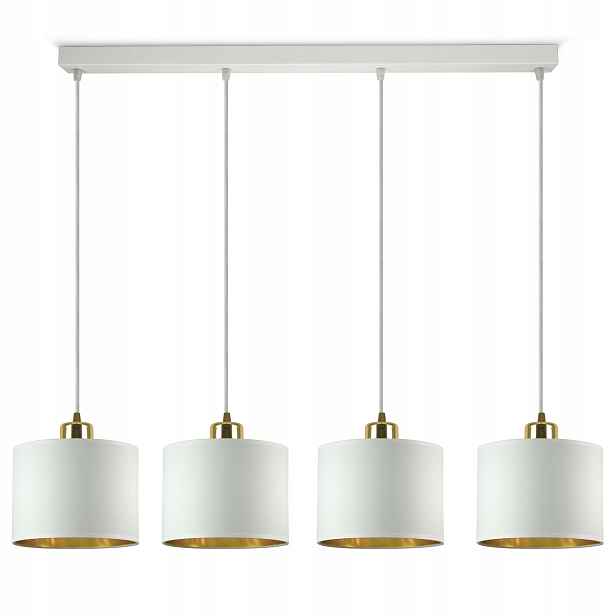 Závěsná lampa Lustr Stínidla Bílá Zlatá Led