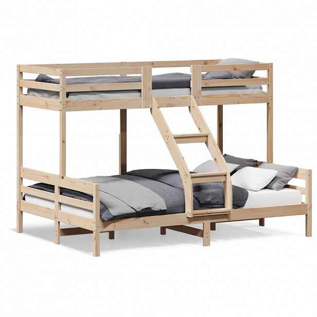 vidaXL Patrová postel 80 x 200/140 x 200 cm masivní borové dřevo