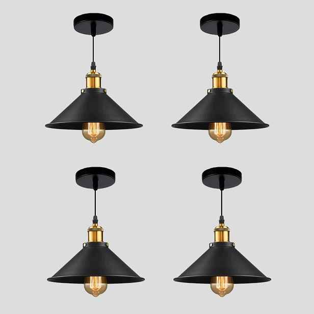 4ks průmyslové stropní svítidlo, vintage kovová závěsná lampa E27 pro farmářský dům