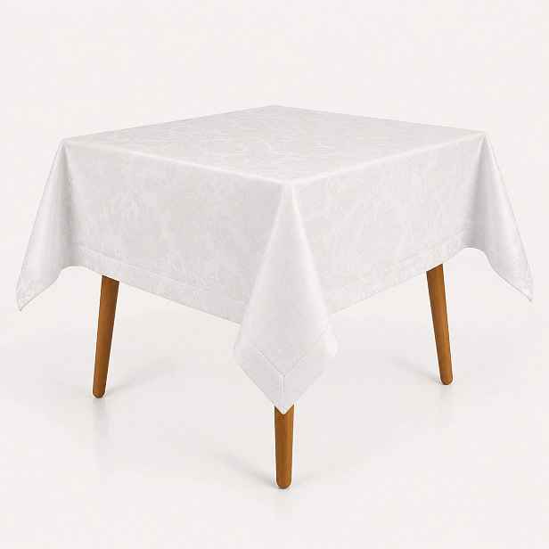 Bílý ornamentový ubrus elegantní, stylový, 130 x 250 cm, polský výrobek
