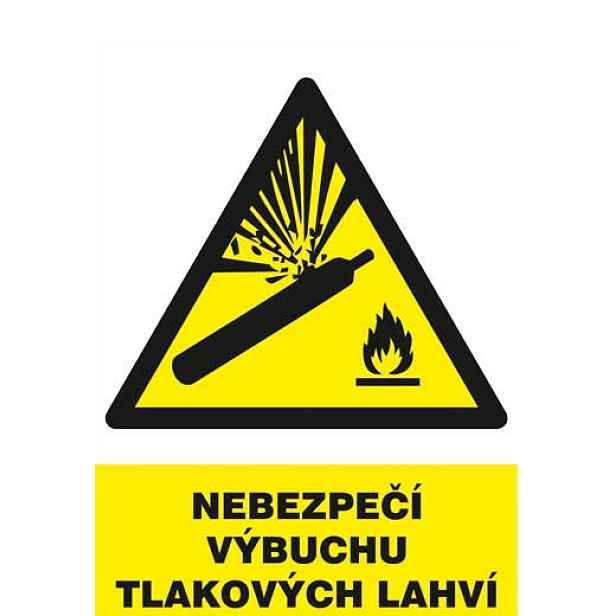Tabule výstražná Nebezpečí výbuchu tlakových lahví A4