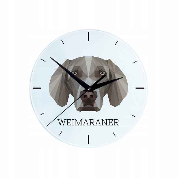 Výmarský skleněný nástěnný hodinový stroj s geometrickým psem