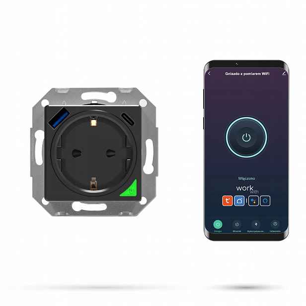 WiFi zásuvka Tuya nabíječka 20W Usb-c Usb-a měření energie Série Frame