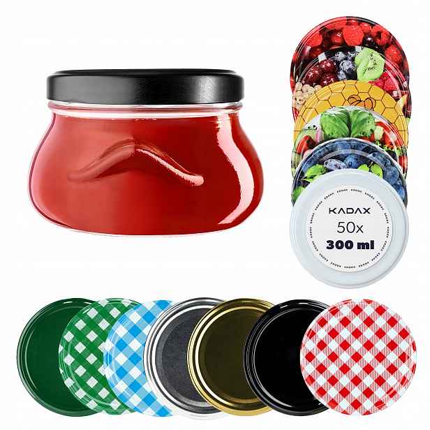 50x Zavařovací Sklenice 300ml Na Zavařeniny Džem Šroubovací Víčko FI82