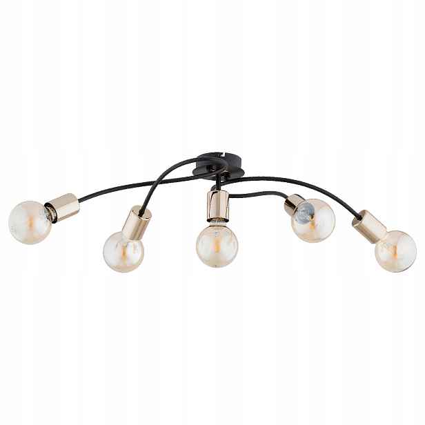 Alfa Stropní svítidlo loft černo-zlatá 5xE27 15W Gerso