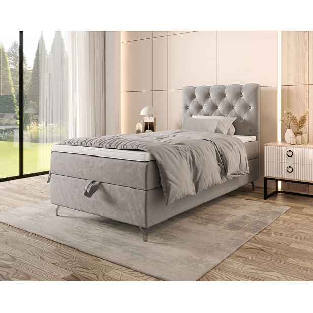 Čalouněná boxspringová postel 120x200 ADRIA 2 - světle šedá