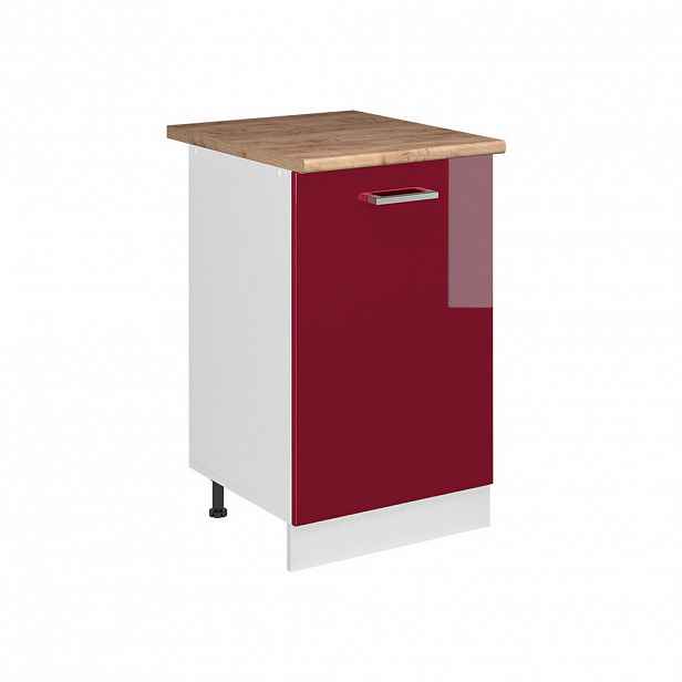 Vicco SPODNÍ SKŘÍŇKA KUCHYŇSKÉ LINKY R-Line, Červená vysoký lesk/Bílá, 50 cm pracovná doska Dub Goldkraft