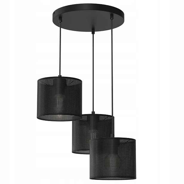 Závěsná lampa trojitá černá kulatá 45 cm, síťka do jídelny Luminex