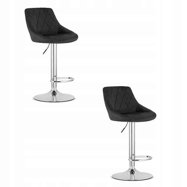 2X Sada Barová Židle Kuchyňská Barová Židle 105 CM Černá Do Jídelny A Kuchyně