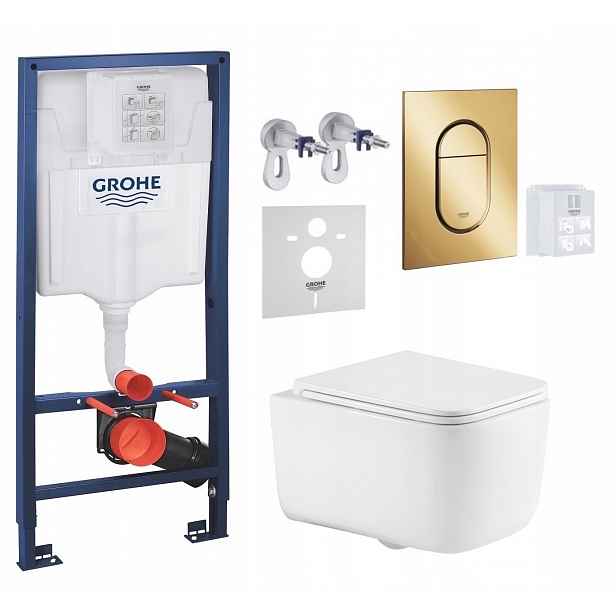 Grohe Wc stojan Rapid Sl s mísou Alba Style Tornado a zlatým tlačítkem
