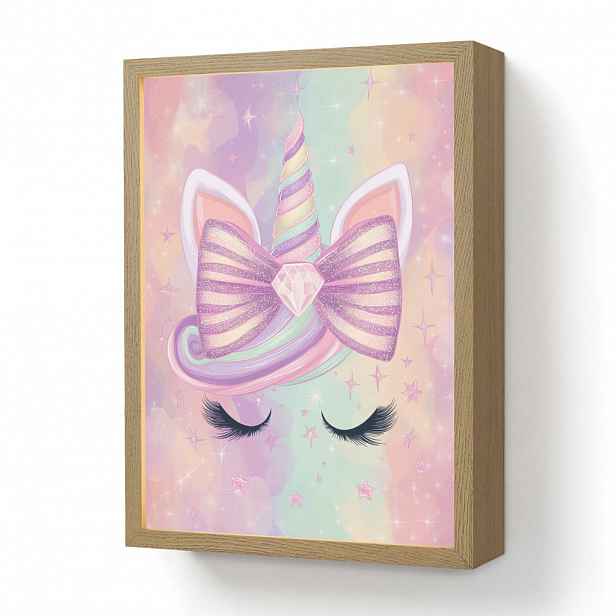 OnlyWow DOBÍJECÍ NOČNÍ LAMPIČKA Jednorožec - Třpytky - Duha - Pastelové barvy 30x40 cm