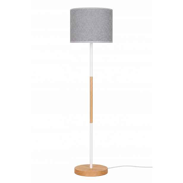 Podlahová lampa Paco Home Eko Fl & Canvas Uni – bílo-šedá stínidlo 45 cm