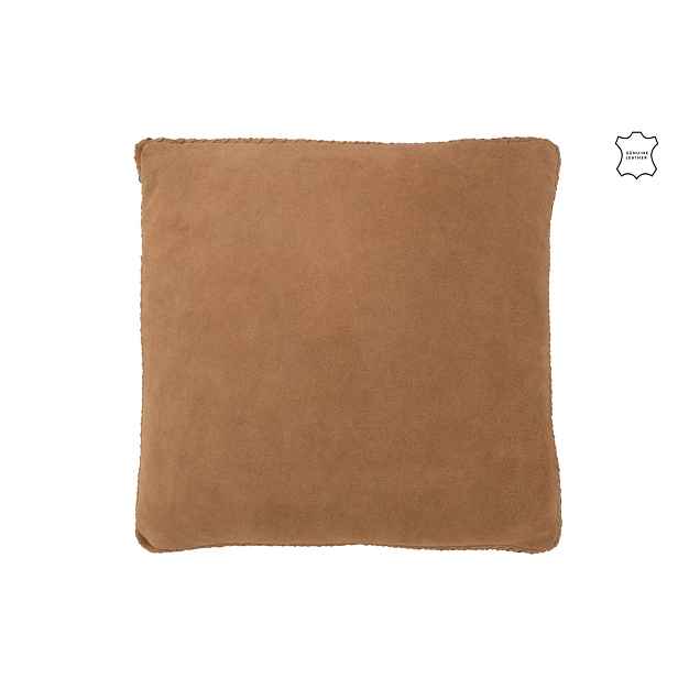 Stylový hnědý kožený polštář -  45*7*45cm J-Line by Jolipa