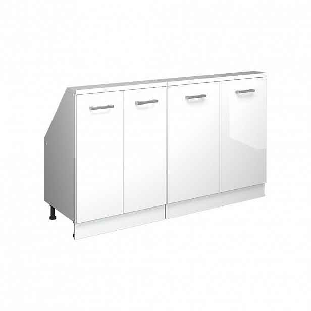Vicco KUCHYŇSKÁ SKŘÍŇKA POD ŠIKMOU STŘECHU R-Line Bílá vysoký lesk 140 cm Sada 2 kusů