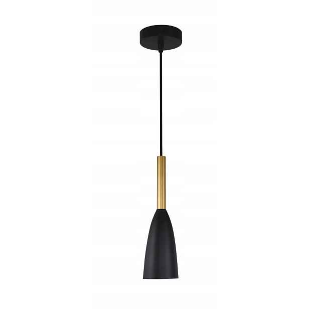 Závěsná lampa Jednotlivá kovová 100 cm Solin 1 Černá Zlatá 1xE27