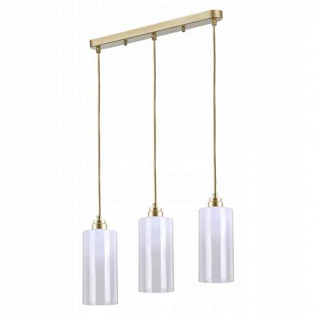 Zlatá tříbodová závěsná lampa do jídelny