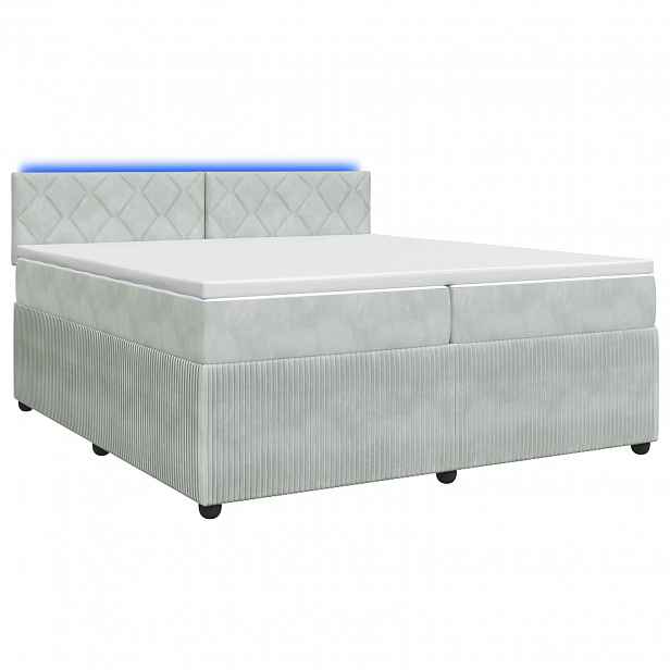 vidaXL Postel boxspring s matrací Světle šedá 200 x 200 cm Samet