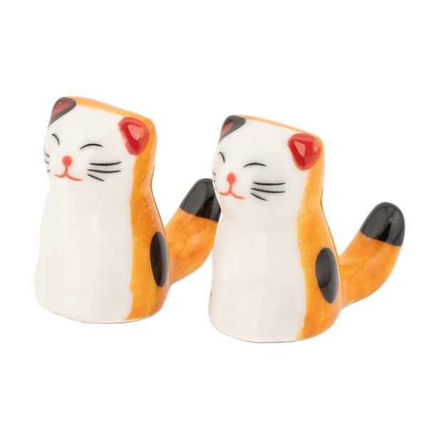 Bílá/oranžová podložka na hůlky 2 ks z porcelánu pro 5 osob Cat – Sass & Belle