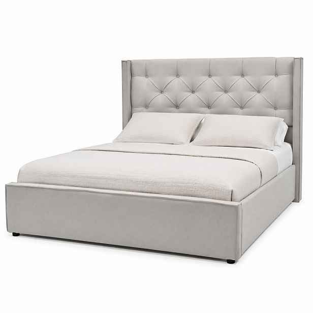 CHICFURN ČALOUNĚNÁ POSTEL 140/200 cm ve světle šedé barvě s úložným prostorem a matrací