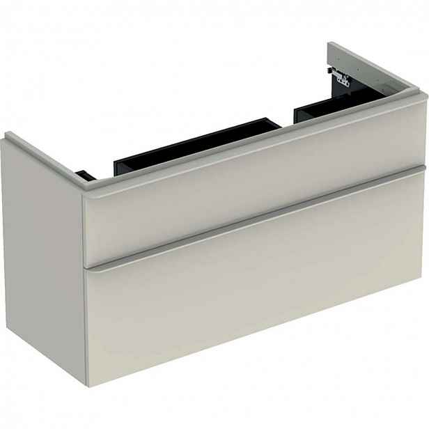 Geberit Smyle Square - Umyvadlová skříňka, 118x47x62 cm, 2 zásuvky, pískově šedá 500.356.JL.1