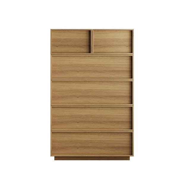 Modenvie KOMODA se 6 zásuvkami, 80/48/127 cm, MDF a dřevotříska, dubová barva