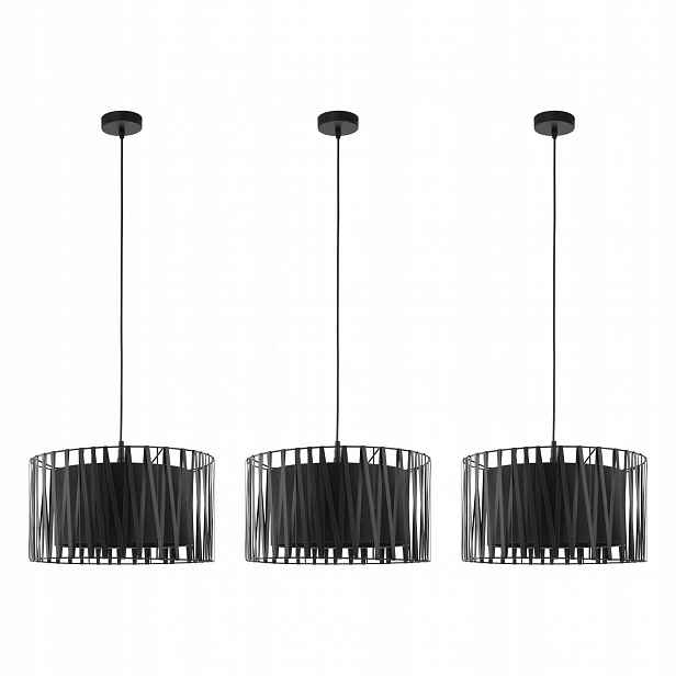 Tk Lighting Sada 3x Závěsná lampa Závěsné svítidlo Harmony Černá 15W
