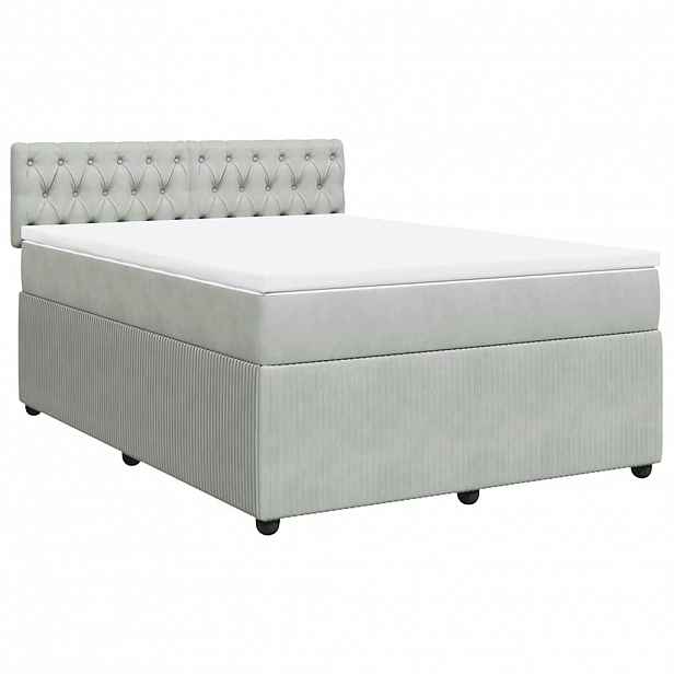 vidaXL Box spring postel s matrací světle šedá 140x190 cm samet