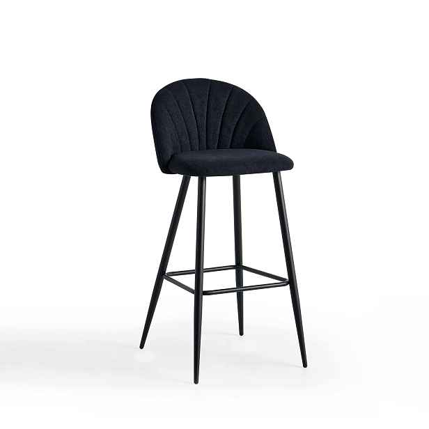 Barová Židle Barový Černý Čalouněný Moderní Loft Černé Kovové Nohy