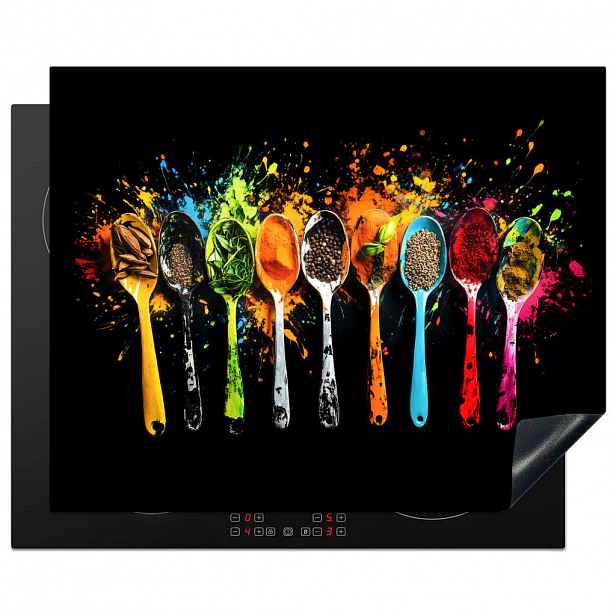 MuchoWow KRYT NA INDUKČNÍ DESKU Lžičky - koření - moderní - graffiti - barva - barevné 65x52 cm
