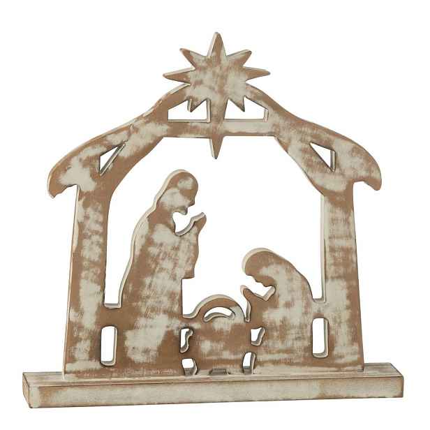 Přírodní Betlém s patinou Nativity - 28*5*30 cm J-Line by Jolipa