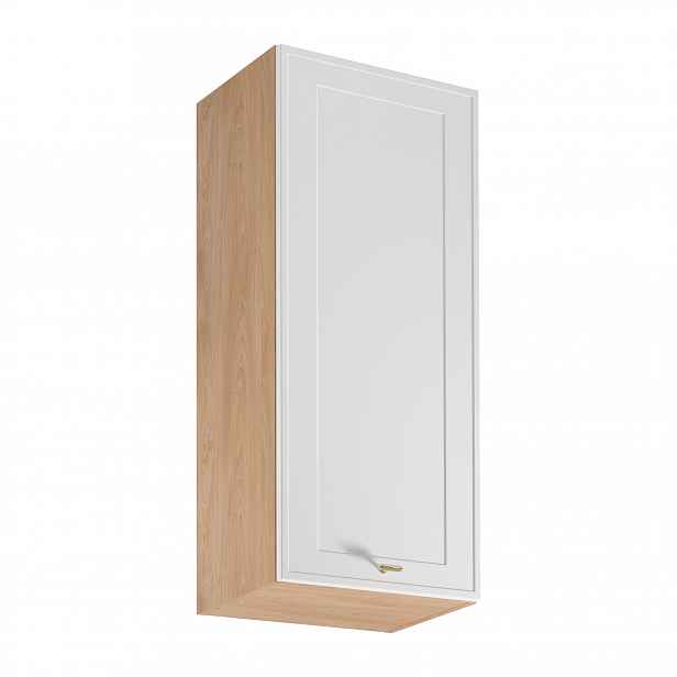 Vysoká horní kuchyňská skříňka SALERNO - šířka 45 cm, dub / bílá, pravé provedení