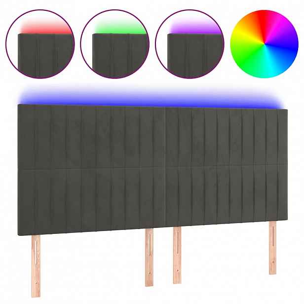 vidaXL Čelo postele s LED tmavě šedé 160x5x118/128 cm samet