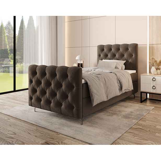 Čalouněná boxspringová postel 90x200 ADRIA PLUS 2 - hnědá