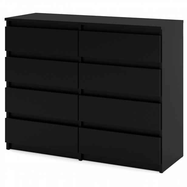 Černá Komoda S 8 Zásuvkami 120 CM, Moderní Skříň Do Obývacího Pokoje