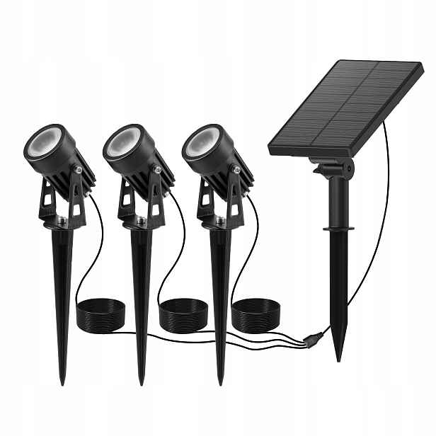 Solární Zahradní Lampa Led Zapichovací reflektor 3x Snímač soumraku do zahrady