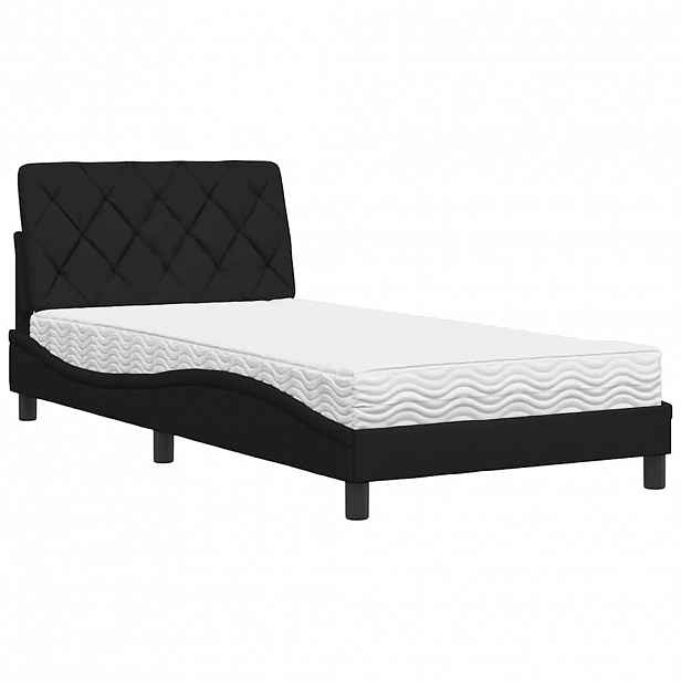 vidaXL Postel s matrací černá 100 x 200 cm textil