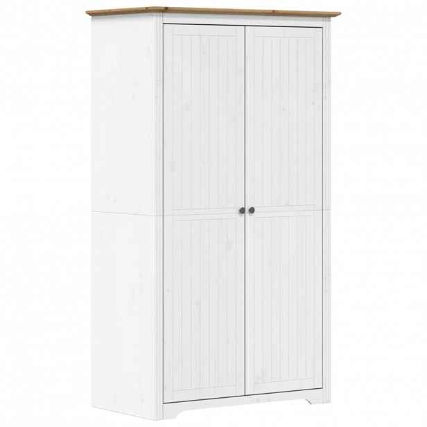 vidaXL Šatní skříň BODO bílá a hnědá 99x53,5x173 cm masivní borovice