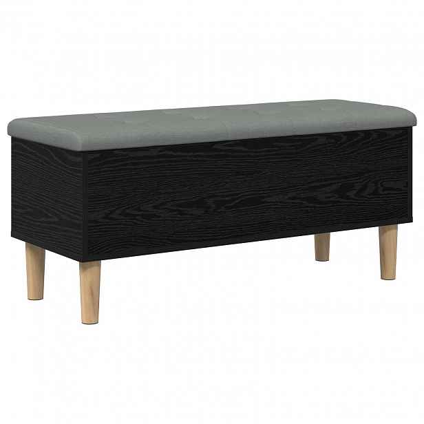 vidaXL Úložná lavice s polštářem Černý dub 102 x 42 x 46 cm