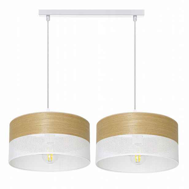 Závěsná Lampa Lustr Stínidlo 30 cm S Dírkami Dřevo E27 Led Lišta Pl